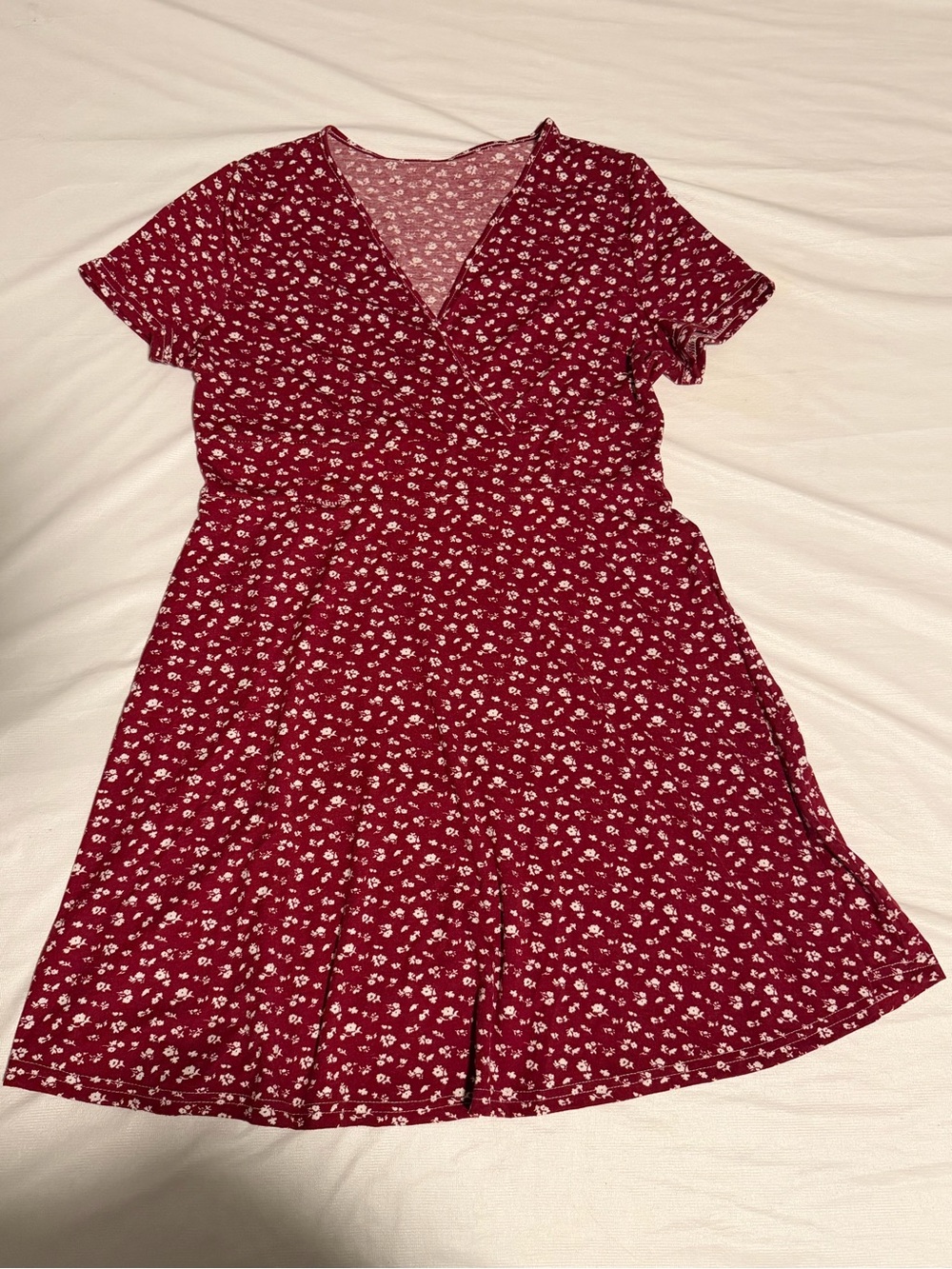 SHEIN Burgundy Floral Wrap-Front Dress